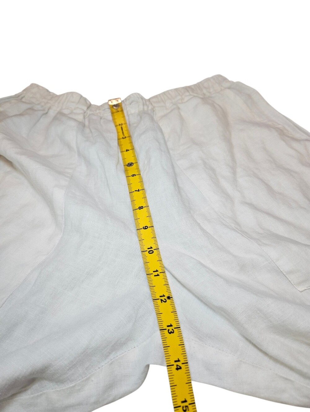Eskandar 100% Linen Elastic Waist Cropped Lantern Jogger Pants White Size 1 - Picture 11 of 12
